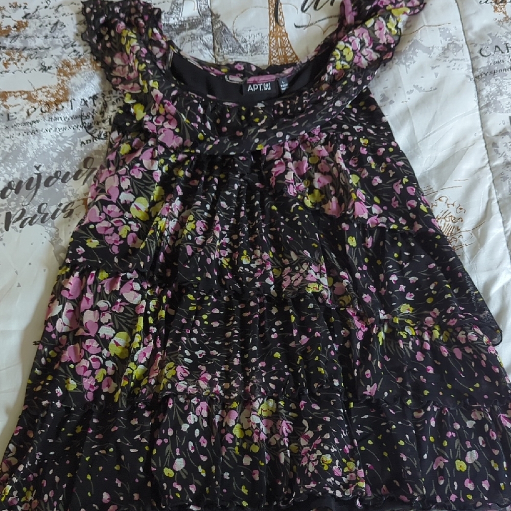 Apt. 9 Black and Pink Floral Blouse Sleeveless